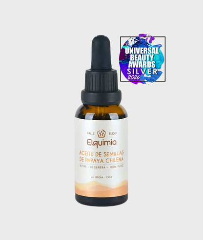 Aceite facial 100% semilla de papaya chilena 30ml frasco ámbar Elquimia